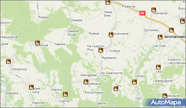 mapa Pod Skałą gmina Jerzmanowice-Przeginia, Pod Skałą gmina Jerzmanowice-Przeginia na mapie Targeo