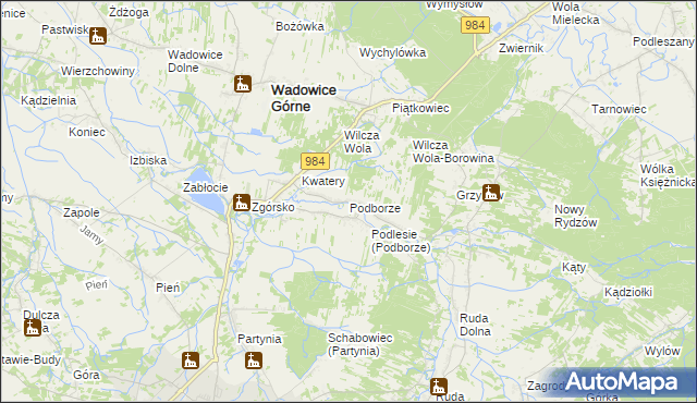 mapa Podborze gmina Radomyśl Wielki, Podborze gmina Radomyśl Wielki na mapie Targeo