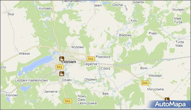 mapa Podcibórz, Podcibórz na mapie Targeo