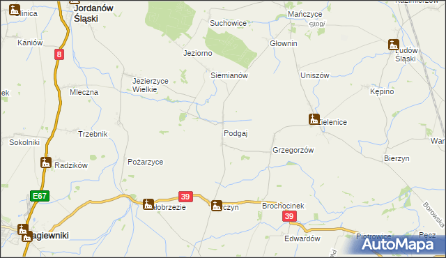 mapa Podgaj gmina Kondratowice, Podgaj gmina Kondratowice na mapie Targeo