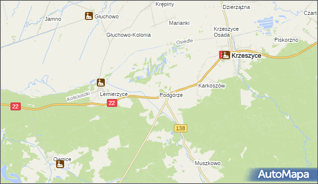 mapa Podgórze gmina Słońsk, Podgórze gmina Słońsk na mapie Targeo