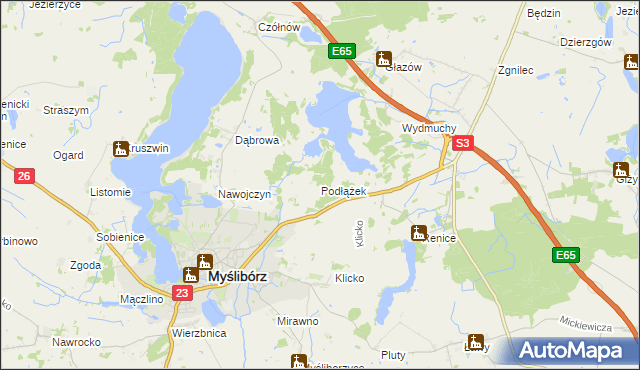 mapa Podłążek, Podłążek na mapie Targeo