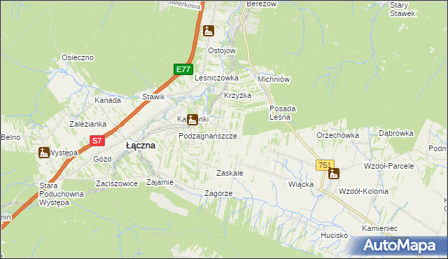 mapa Podłazie gmina Łączna, Podłazie gmina Łączna na mapie Targeo