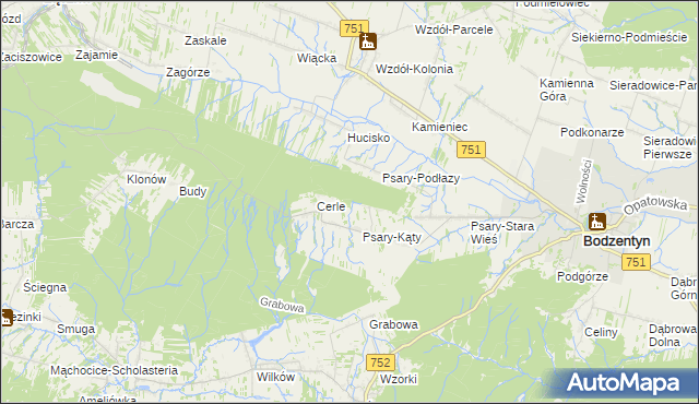 mapa Podlesie gmina Bodzentyn, Podlesie gmina Bodzentyn na mapie Targeo