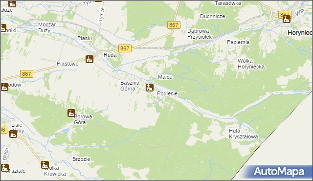 mapa Podlesie gmina Lubaczów, Podlesie gmina Lubaczów na mapie Targeo