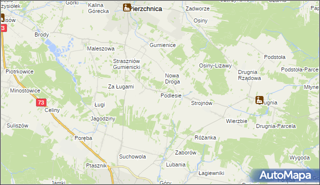 mapa Podlesie gmina Pierzchnica, Podlesie gmina Pierzchnica na mapie Targeo