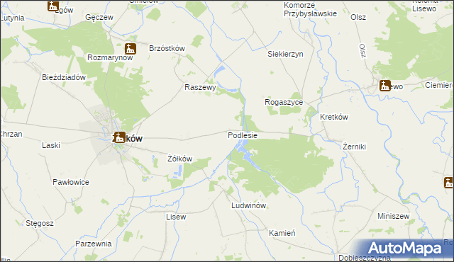 mapa Podlesie gmina Żerków, Podlesie gmina Żerków na mapie Targeo