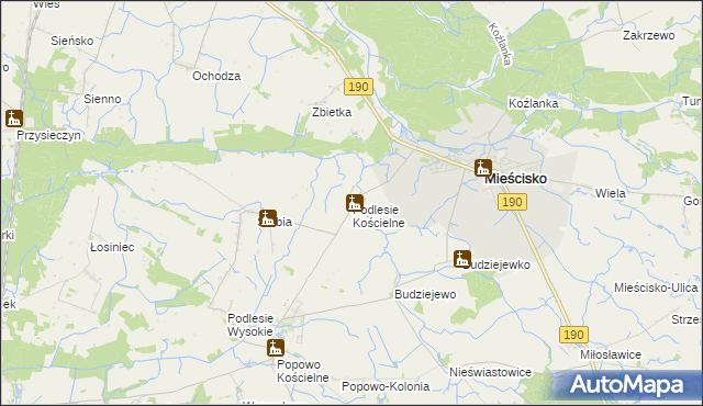 mapa Podlesie Kościelne, Podlesie Kościelne na mapie Targeo