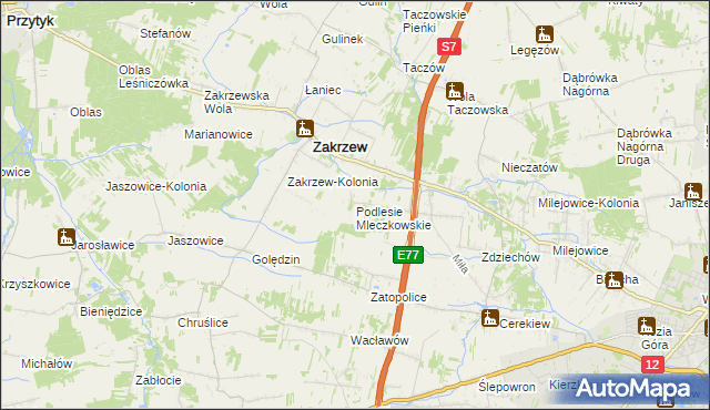 mapa Podlesie Mleczkowskie, Podlesie Mleczkowskie na mapie Targeo