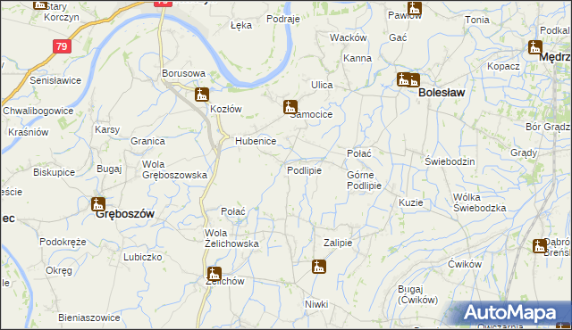 mapa Podlipie gmina Bolesław, Podlipie gmina Bolesław na mapie Targeo