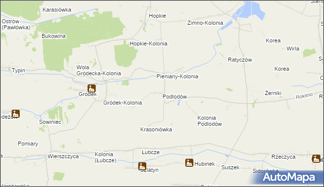 mapa Podlodów gmina Łaszczów, Podlodów gmina Łaszczów na mapie Targeo