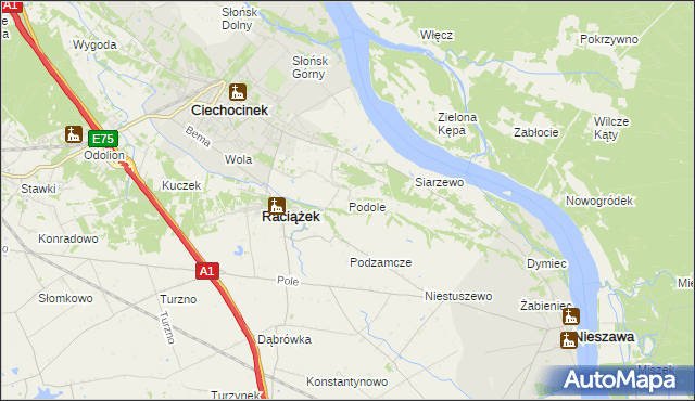 mapa Podole gmina Raciążek, Podole gmina Raciążek na mapie Targeo