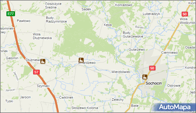 mapa Podsmardzewo, Podsmardzewo na mapie Targeo