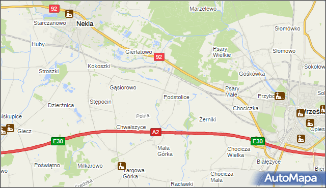 mapa Podstolice gmina Nekla, Podstolice gmina Nekla na mapie Targeo