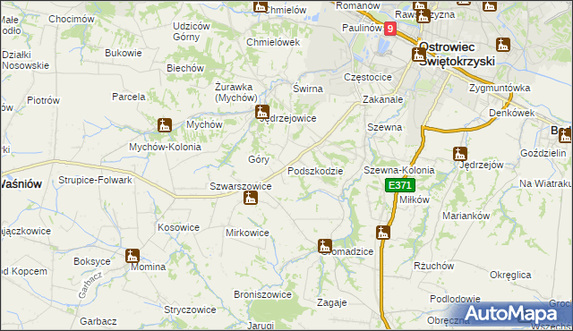 mapa Podszkodzie, Podszkodzie na mapie Targeo