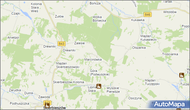 mapa Podwysokie gmina Skierbieszów, Podwysokie gmina Skierbieszów na mapie Targeo