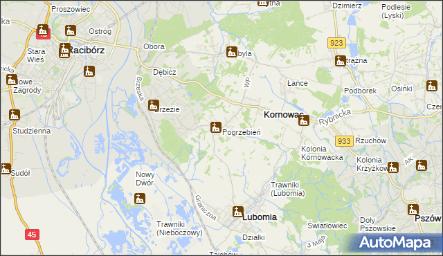 mapa Pogrzebień, Pogrzebień na mapie Targeo