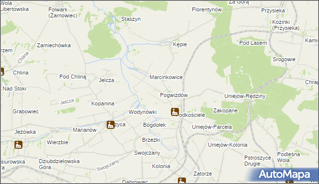 mapa Pogwizdów gmina Charsznica, Pogwizdów gmina Charsznica na mapie Targeo