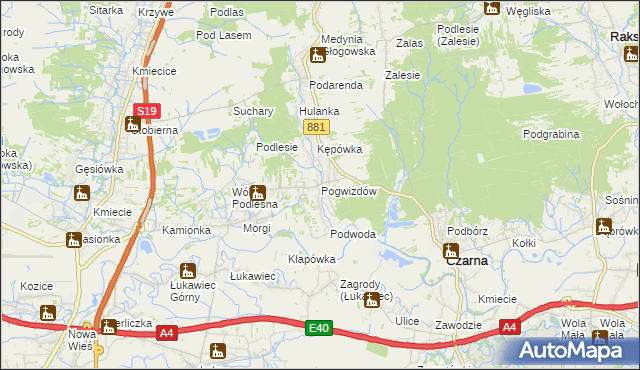 mapa Pogwizdów gmina Czarna, Pogwizdów gmina Czarna na mapie Targeo