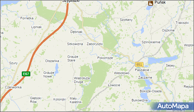 mapa Pokomsze, Pokomsze na mapie Targeo