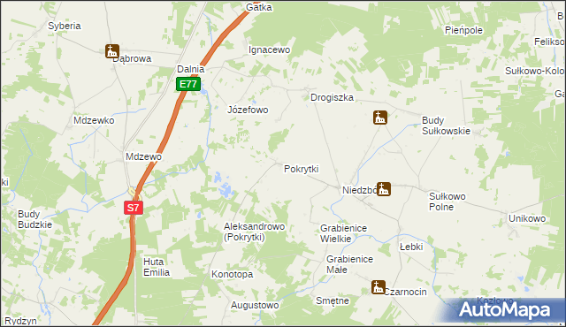 mapa Pokrytki, Pokrytki na mapie Targeo