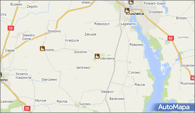mapa Polanowice gmina Kruszwica, Polanowice gmina Kruszwica na mapie Targeo