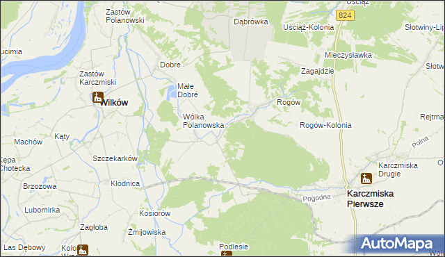 mapa Polanówka gmina Wilków, Polanówka gmina Wilków na mapie Targeo