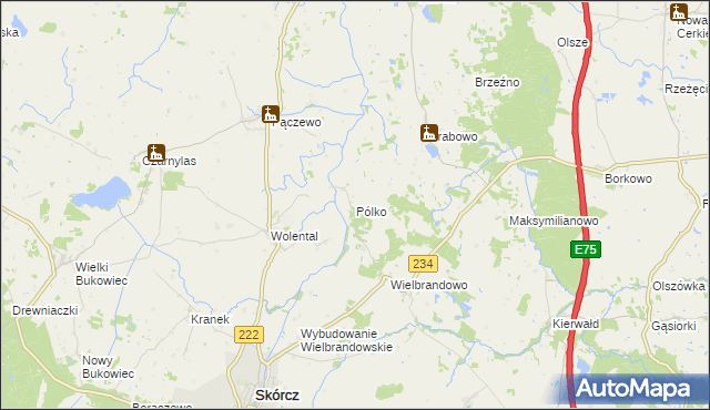 mapa Pólko gmina Skórcz, Pólko gmina Skórcz na mapie Targeo