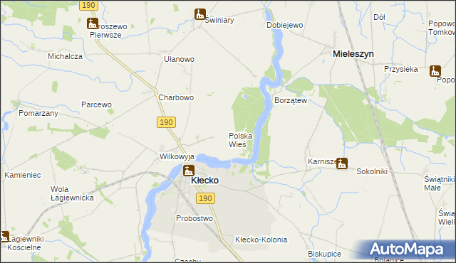 mapa Polska Wieś gmina Kłecko, Polska Wieś gmina Kłecko na mapie Targeo