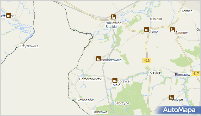 mapa Pomorzowice, Pomorzowice na mapie Targeo