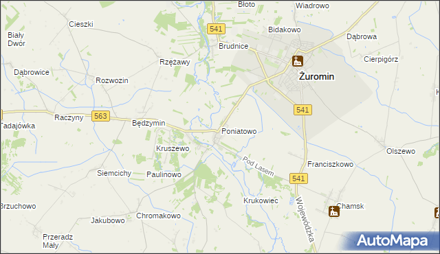 mapa Poniatowo gmina Żuromin, Poniatowo gmina Żuromin na mapie Targeo