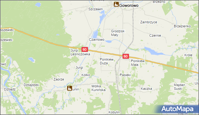 mapa Ponikiew Duża, Ponikiew Duża na mapie Targeo