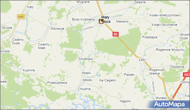 mapa Popki gmina Mały Płock, Popki gmina Mały Płock na mapie Targeo