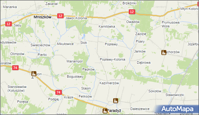 mapa Popławy-Kolonia, Popławy-Kolonia na mapie Targeo