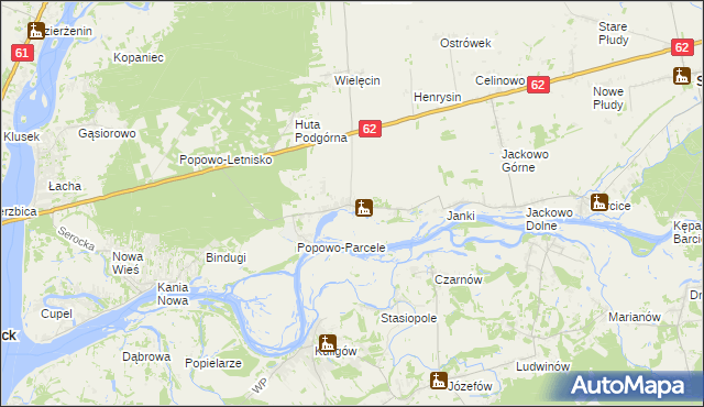 mapa Popowo Kościelne gmina Somianka, Popowo Kościelne gmina Somianka na mapie Targeo