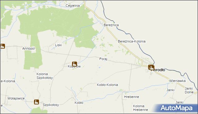 mapa Poraj gmina Horodło, Poraj gmina Horodło na mapie Targeo