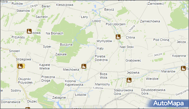 mapa Poręba Dzierżna, Poręba Dzierżna na mapie Targeo