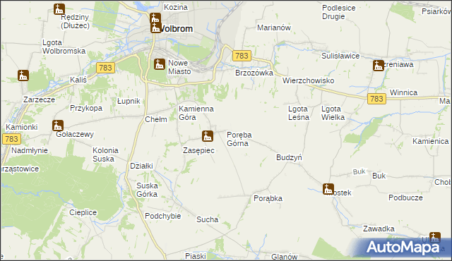 mapa Poręba Górna, Poręba Górna na mapie Targeo