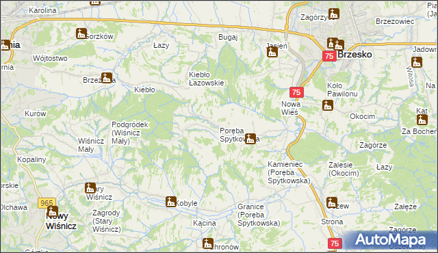 mapa Poręba Spytkowska, Poręba Spytkowska na mapie Targeo