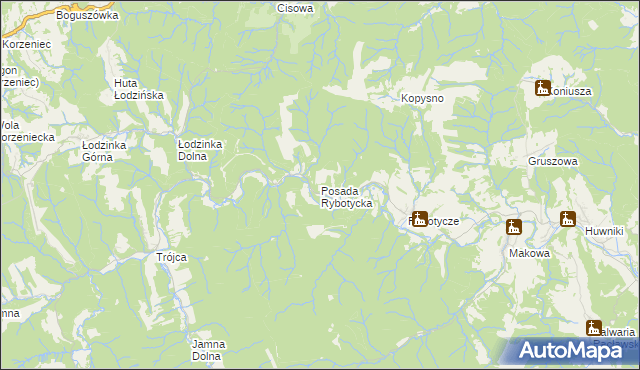 mapa Posada Rybotycka, Posada Rybotycka na mapie Targeo