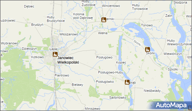 mapa Posługowo, Posługowo na mapie Targeo