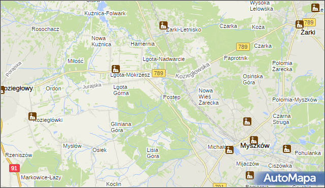 mapa Postęp, Postęp na mapie Targeo