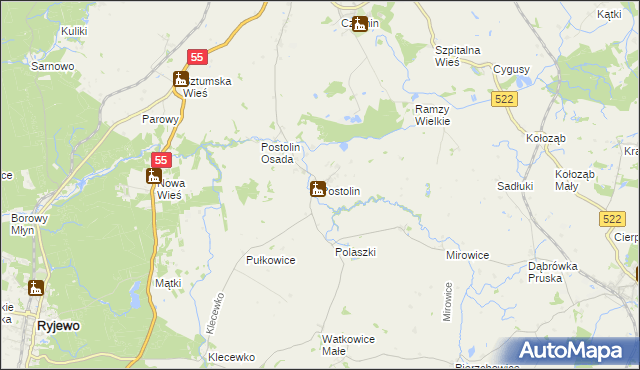 mapa Postolin gmina Sztum, Postolin gmina Sztum na mapie Targeo