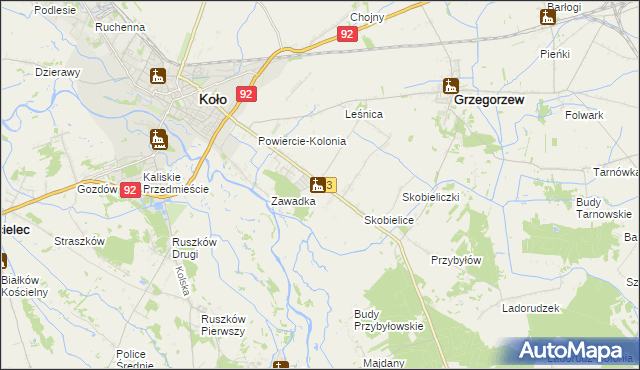 mapa Powiercie, Powiercie na mapie Targeo