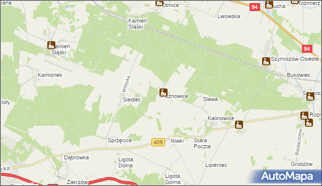 mapa Poznowice, Poznowice na mapie Targeo