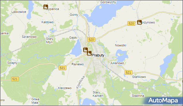 mapa Prabuty powiat kwidzyński, Prabuty powiat kwidzyński na mapie Targeo