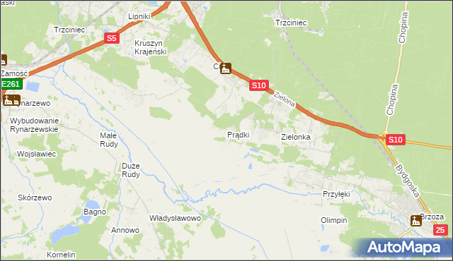 mapa Prądki, Prądki na mapie Targeo