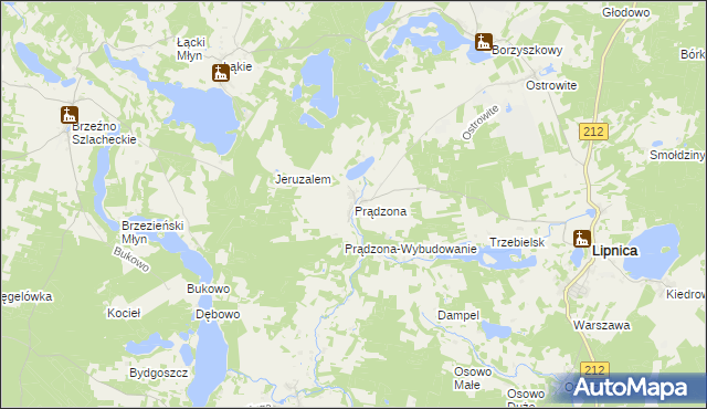 mapa Prądzona, Prądzona na mapie Targeo