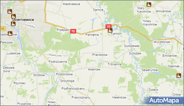 mapa Prandotów, Prandotów na mapie Targeo