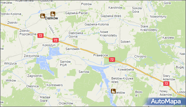 mapa Prawęcice, Prawęcice na mapie Targeo